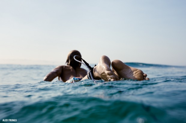 Surfer waiting in between sets