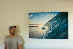 Alex Frings Blue Sky Barrel on Stretched Canvas